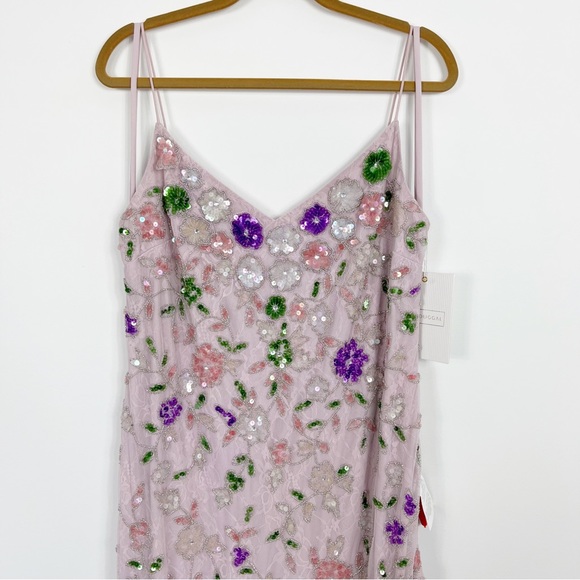 Mac Duggal Embellished Lace Sleeveless V-Neck Gown Lilac Multi 10893 - Picture 5 of 14